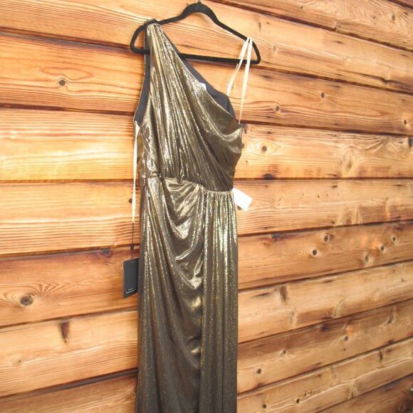 Mac Duggal 26537 Womens Draped One Shoulder Grecian Metallic Gown Dress - Picture 9 of 16